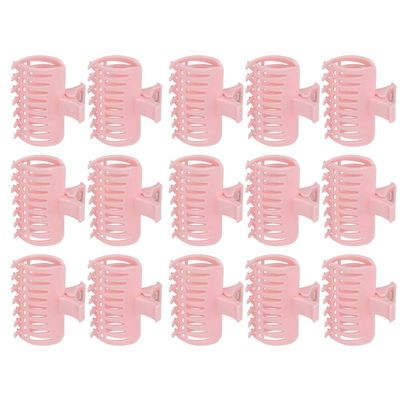 Haosie 15PCS Hot Roller Clips, Curler Claw Clips for Girls Women, Hair Section Fixing Clamps, Holding Hairdressing Tool for Long and Medium Hair (Pink)
