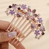 Missgrace Boho Shiny Flower Floral Hair Combs Blue Pink Purple Bridal Wedding Crystal Rhinestones Women Side Combs Hair Accessories for Women view 2