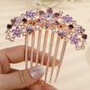 Missgrace Boho Shiny Flower Floral Hair Combs Blue Pink Purple Bridal Wedding Crystal Rhinestones Women Side Combs Hair Accessories for Women view 3