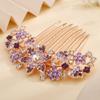 Missgrace Boho Shiny Flower Floral Hair Combs Blue Pink Purple Bridal Wedding Crystal Rhinestones Women Side Combs Hair Accessories for Women view 4