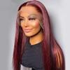 13x6 HD Lace Front Wigs Human Hair 99J Burgundy Lace Front Wigs Straight Human Hair Pre Plucked Wine Red Wig Human Hair With Baby Hair Red Lace Front Wigs Human Hair 150% Density Black Women Colored view 2