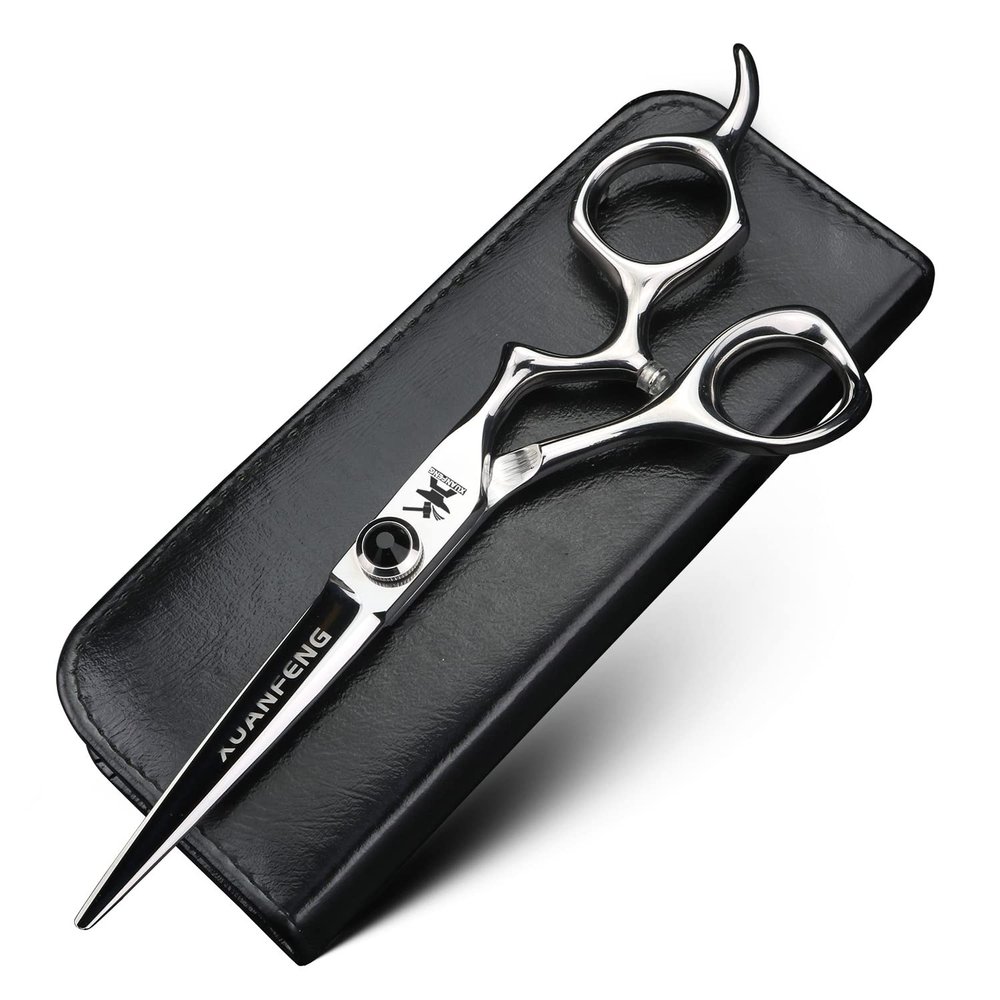 XUANFNEG Black gem Screw Professional Hair Scissors 6-inch Barber Cutting Scissors and thinning Scissors Set Made of JP440C Steel (Cutting Scissors)