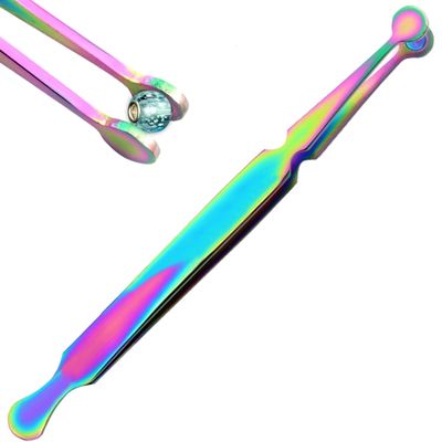AAProTools Multi Rainbow Color Stainless Steel 'Bead/Ball Holding Tweezers' Ball Holder Piercing Tool Captive Bead Ball Grabber