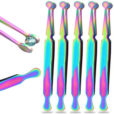 AAProTools Multi Rainbow Color Set Of 5 Stainless Steel 'Bead/Ball Holding Tweezers' Ball Holder Piercing Tool Captive Bead Ball Grabber