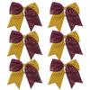 8 Inch 2 Color Cheer Bows Cheerleader Ponytail Holder with Bling Fling Sequin Hair Tie Cheerleading Bows 6 Pcs (Maroon/Gold) view 1