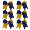 8 Inch 2 Color Cheer Bows Cheerleader Ponytail Holder with Bling Fling Sequin Hair Tie Cheerleading Bows 6 Pcs (Navy Blue/Gold) view 1