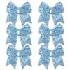 8 Inch Cheer Bows Cheerleader Ponytail Holder with Bling Fling Sequin Hair Tie Cheerleading Bows 6 Pcs (Light Blue) view 1