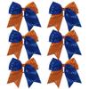 8 Inch 2 Color Cheer Bows Cheerleader Ponytail Holder with Bling Fling Sequin Hair Tie Cheerleading Bows 6 Pcs (Orange/Royal Blue) view 1