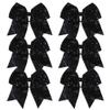 8 Inch Cheer Bows Cheerleader Ponytail Holder with Bling Fling Sequin Hair Tie Cheerleading Bows 6 Pcs (Black) view 1
