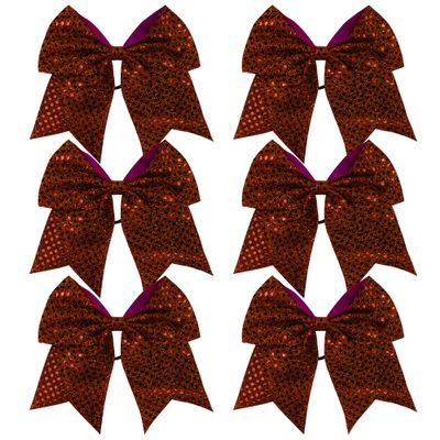 8 Inch Cheer Bows Cheerleader Ponytail Holder with Bling Fling Sequin Hair Tie Cheerleading Bows 6 Pcs (Maroon)