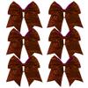 8 Inch Cheer Bows Cheerleader Ponytail Holder with Bling Fling Sequin Hair Tie Cheerleading Bows 6 Pcs (Maroon) view 1