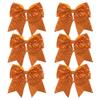 8 Inch Cheer Bows Cheerleader Ponytail Holder with Bling Fling Sequin Hair Tie Cheerleading Bows 6 Pcs (Orange) view 1