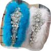 FURINFASHION MY-18 FURINFASHION MY-18 Real Mink Fur Head Band For Women With Shiny Rhinestone Crystal Fairy Hair Accessories Furry luxury Hair Band Accessories Fuzzy Crown (One Size, Lagoon Blue) view 1