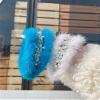 FURINFASHION MY-18 FURINFASHION MY-18 Real Mink Fur Head Band For Women With Shiny Rhinestone Crystal Fairy Hair Accessories Furry luxury Hair Band Accessories Fuzzy Crown (One Size, Lagoon Blue) view 2