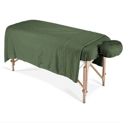 Velosso Luxurious 100% Egyptian Cotton, 3-Piece Massage Table Sheet Set - Facial Bed Cover - Includes Flat and Fitted Sheets with Face Cradle Cover - Moss