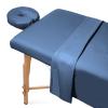 Velosso Luxurious 100% Egyptian Cotton, 3-Piece Massage Table Sheet Set - Facial Bed Cover - Includes Flat and Fitted Sheets with Face Cradle Cover - Medium Blue view 2