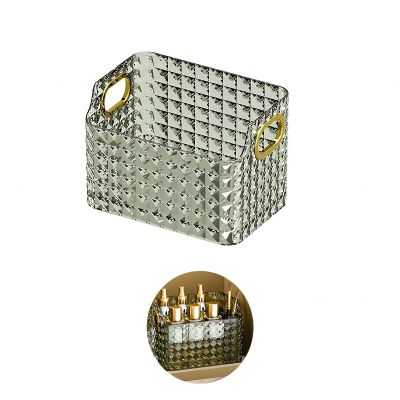 Gidary Cosmetics Makeup Organizer,Clear Diamond Crystal Makeup Organizer,skincare organizers,for Vanity Decor,Bathroom Countertops,Desk Storage Container,Cosmetic Display cases (Green)