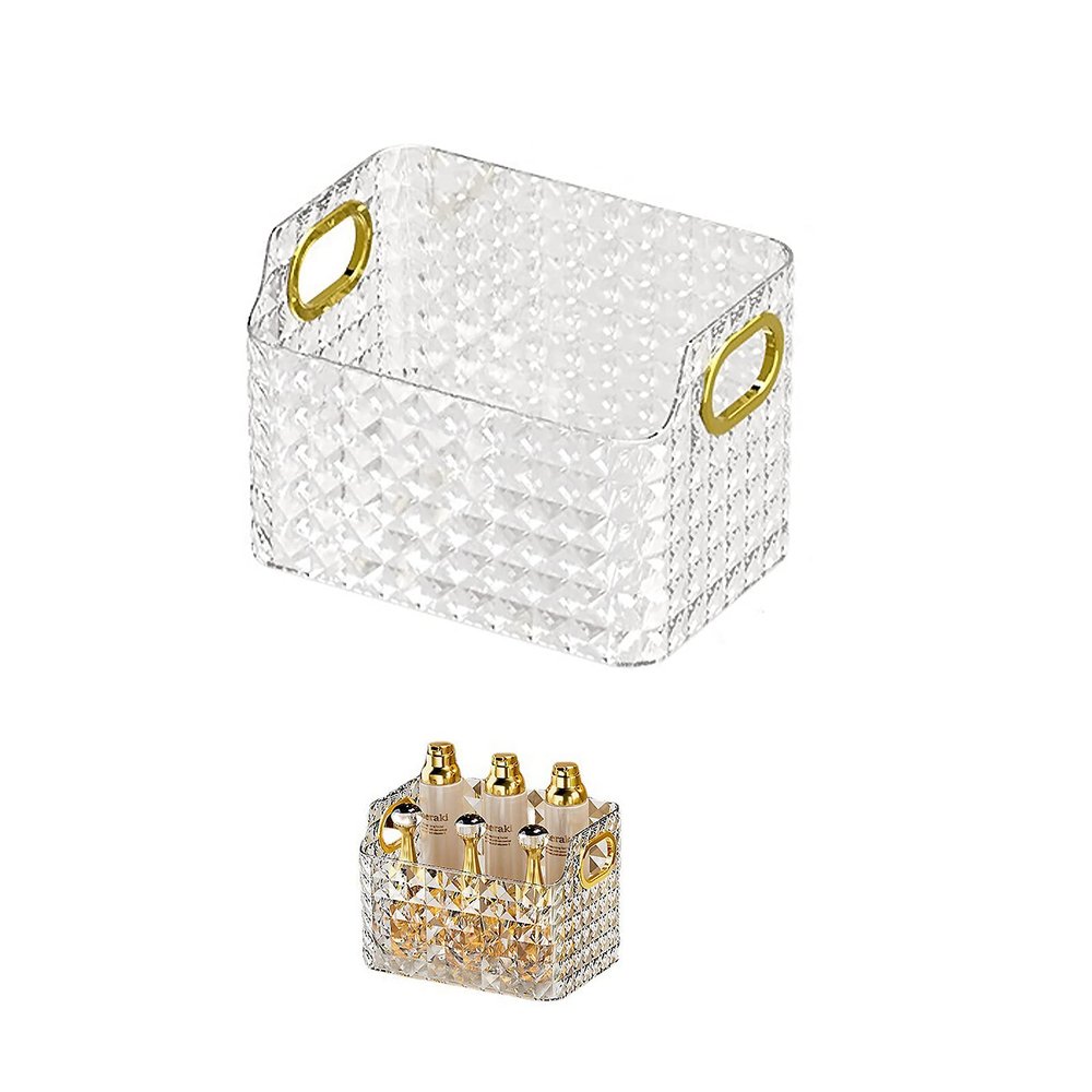 Gidary Cosmetics Makeup Organizer,Clear Diamond Crystal Makeup Organizer,skincare organizers,for Vanity Decor,Bathroom Countertops,Desk Storage Container,Cosmetic Display cases (White)