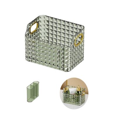 Gidary Cosmetics Makeup Organizer,Clear Diamond Crystal Makeup Organizer,skincare organizers,for Vanity Decor,Bathroom Countertops,Desk Storage Container,Cosmetic Display cases (Green)