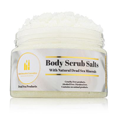 Dead Sea Salt Scrub by Bold Beautiful Cosmetics Lavender & Matricaria Scent Natural Body Scrub For Women and Men 14oz