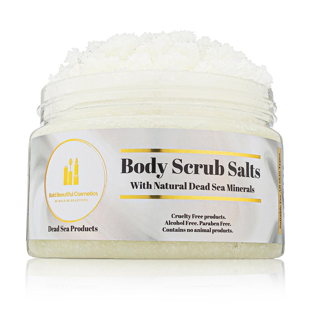 Dead Sea Salt Scrub by Bold Beautiful Cosmetics Lavender & Matricaria Scent Natural Body Scrub For Women and Men 14oz
