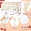 Belanttega Boho Patch Face Cosmetic Bag - Summer FACE Chenille Varsity Toiletry Makeup Bag Beige Letter Clear Waterproof Travel PVC Zipper Clutch Daily Use Purse Summer Beach Pool Pouch for Women Girl view 2