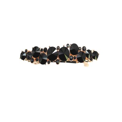 Faship Gorgeous Black Premium Rhinestone Crystal Floral Small Hair Barrette Clip