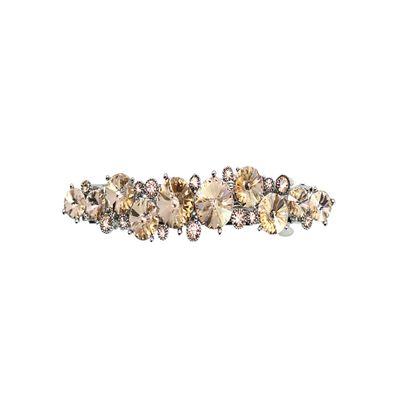 Faship Champagne Premium Rhinestone Crystal Floral Small Hair Barrette Clip