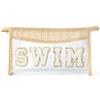 Belanttega Boho Patch Cosmetic Bag - Summer SWIM Chenille Varsity Letter Toiletry Kit Beige Clear Waterproof Travel Makeup Bag PVC Zipper Clutch Daily Use Purse Summer Gift for Women Girls view 1