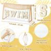 Belanttega Boho Patch Cosmetic Bag - Summer SWIM Chenille Varsity Letter Toiletry Kit Beige Clear Waterproof Travel Makeup Bag PVC Zipper Clutch Daily Use Purse Summer Gift for Women Girls view 2