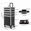 CAMORSA 4 in 1 Rolling Makeup Train Case, Large Storage Cosmetic Trolley Makeup Travel Case with Key & Wheels Salon Barber Case Traveling Cart Trunk (Black) (0057) view 3