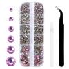 3792 Pcs Champagne Vitrail Crystal Flatback Rhinestones Set for Nail, Art, Crafts, Makeup, Tumblers Glitter Round with Tweezers and Picking Pen(SS6~SS20) view 1