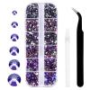 3792 Pcs Purple Velvet Crystal Flatback Rhinestones Set for Nail, Art, Crafts, Makeup, Tumblers Glitter Round with Tweezers and Picking Pen(SS6~SS20) view 1