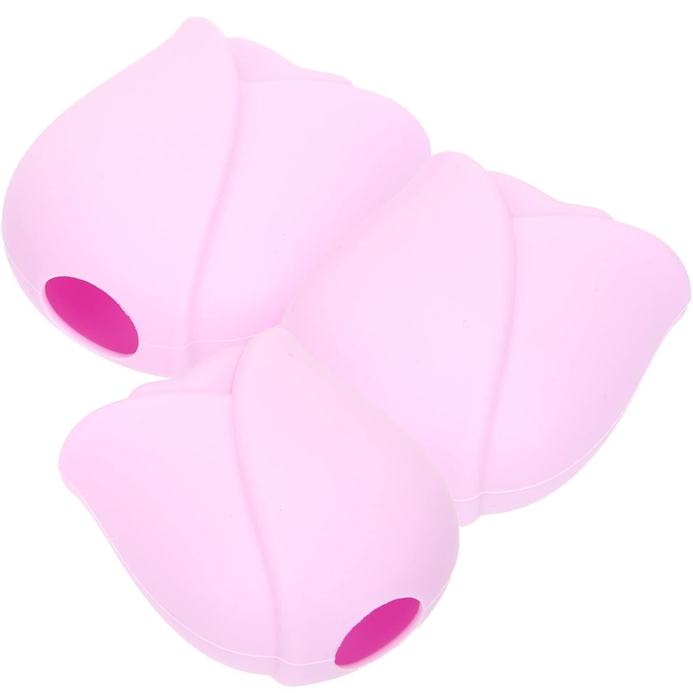 iplusmile Travel Makeup Brush Holder Rose Cosmetic Guards Cap 3pcs Silicone Lip Brush Covers Applicator Sleeve Travel Makeup Brush Protector Organizer Holder Travel Makeup