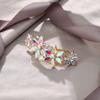 EVER FAITH Wedding Austrian Crystal 4 Daisy Flower Hair Clip, Marquise Round Rhinestone Barrette for Woman Iridescent AB Gold-Tone view 3