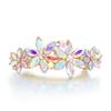 EVER FAITH Wedding Austrian Crystal 4 Daisy Flower Hair Clip, Marquise Round Rhinestone Barrette for Woman Iridescent AB Gold-Tone view 4