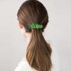 EVER FAITH Wedding Austrian Crystal 4 Daisy Flower Hair Clip, Marquise Round Rhinestone Barrette for Woman Green Silver-Tone view 2