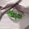 EVER FAITH Wedding Austrian Crystal 4 Daisy Flower Hair Clip, Marquise Round Rhinestone Barrette for Woman Green Silver-Tone view 3