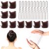 Hair Bun Nets Set with Elastic Edge and U-Shaped Pins for Buns - 20 Brown Mesh Invisible Ballet Nets for Girls and Women view 1