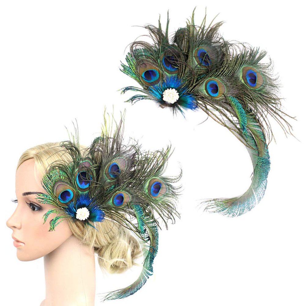 KALLORY Retro Vintage Hair Clips Green Peacock Hairpin for Women Elegant Hair Accessories for Party Wedding and Everyday Use