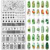 Whaline 6 Pieces St. Patrick's Day Nail Stamping Plates Kit Lucky Shamrock Rainbow Image Stamp Templates Irish Nail Art Plates for St. Patrick's Day DIY Print Manicure Salon Design Gift view 1