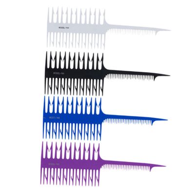 KALLORY 4pcs Fish Shape Hair Comb Ergonomic Dyeing Brushes for Women Girls Lightweight and Compact Design Blue Black Purple and White for Salon Use and Home Coloring