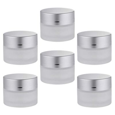 LALAFINA 6pcs Frosted Glass Cream Jars for Cosmetics Sample Containers Tight Seal for Skincare Jewelry Storage and Travel Essentials