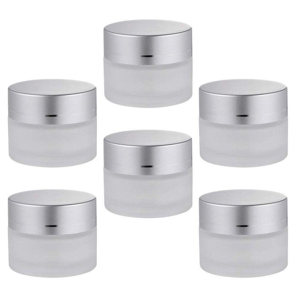LALAFINA 6pcs Frosted Glass Cream Jars for Cosmetics Sample Containers Tight Seal for Skincare Jewelry Storage and Travel Essentials