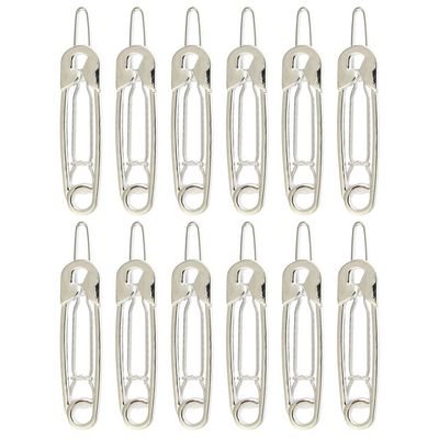 Beavorty 12pcs Minimalist Hair Clip Safety Pin Shaped Metal Hairpin Barrettes Bobby Pin Girls Women Hair Accessories Silver