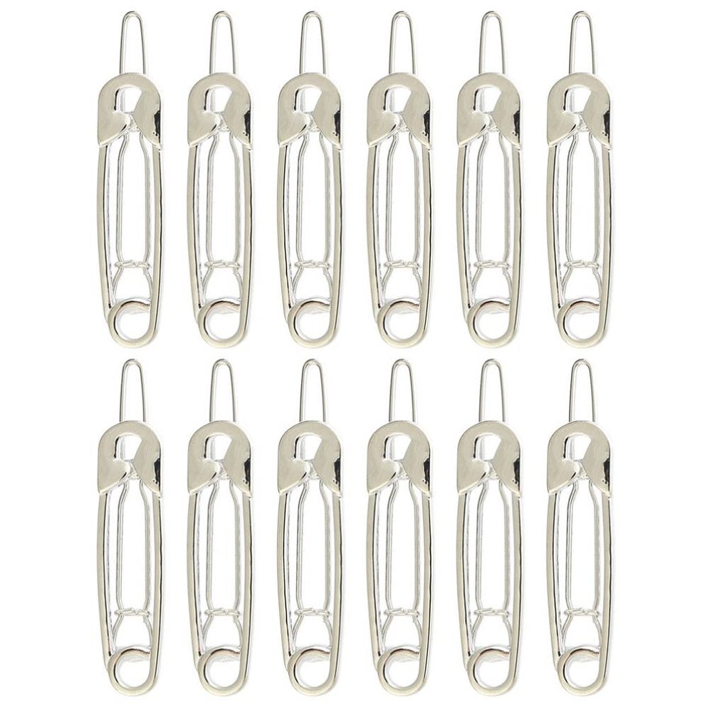 Beavorty 12pcs Minimalist Hair Clip Safety Pin Shaped Metal Hairpin Barrettes Bobby Pin Girls Women Hair Accessories Silver