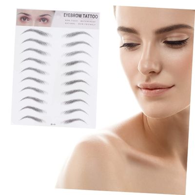 BIUDECO 2pcs Imitation Eyebrow Transfer Stickers for Natural-looking Brows Easy Application Artificial Eyebrow Tool for Men Women Black Color