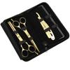 Barber Hair Scissors Cutting & Thinning Scissors Kit Straight Edge Razor Comb with Black Storage Case With Free Blades (Gold 6.5 Inch) view 2