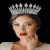 Luxury Wedding Round Tiaras Cubic Zirconia Big Queen Crowns for Women Princess Large Crown Pageant Huge Hair Accessories for Bride (Gold) view 2