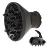 Universal Hair Diffuser Adaptable Hair Dryer Attachment for Blow Dryer Nozzles from 1.7 to 2.2 inch Diameter (Black with Shampoo Brush) view 1